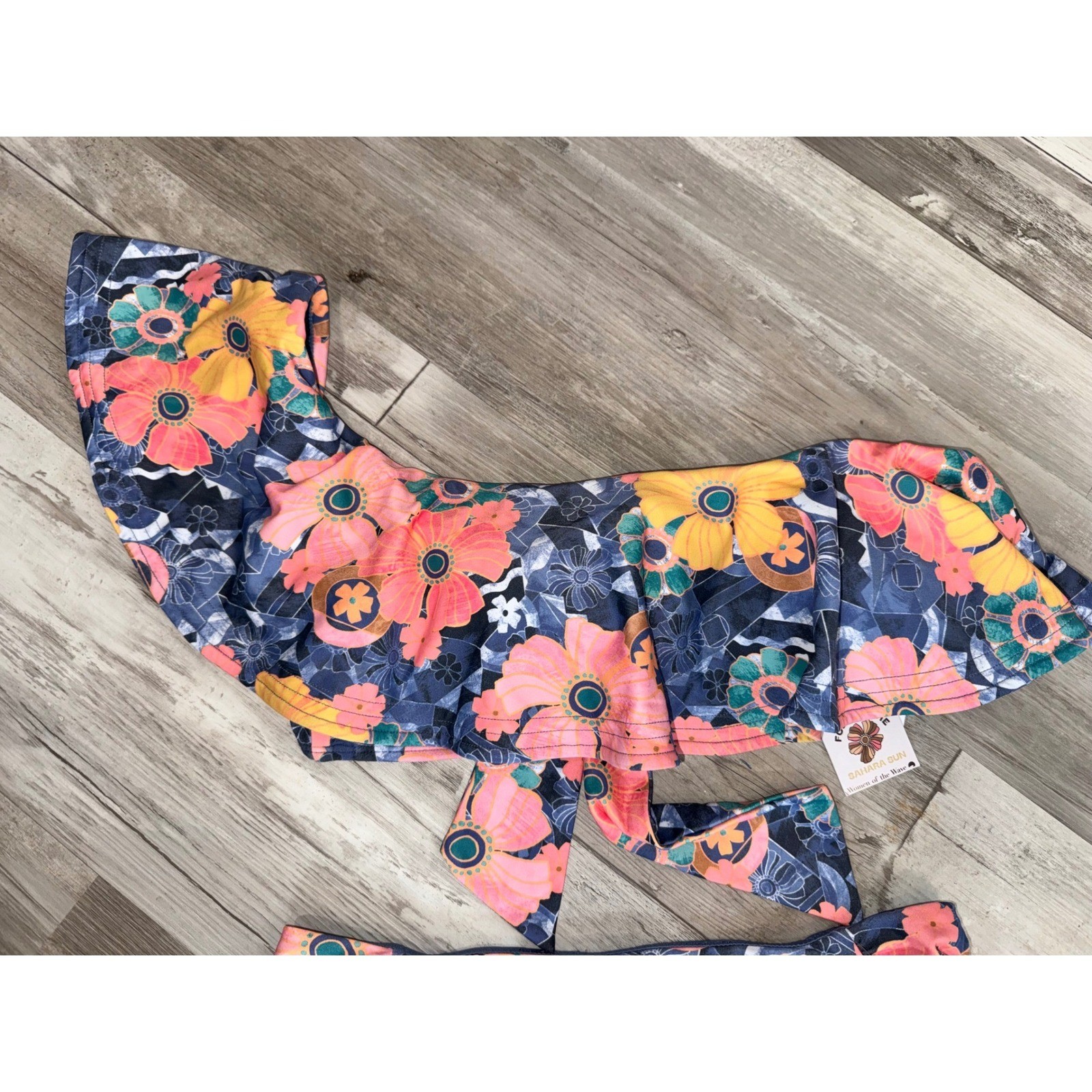 O’Neill Sahara Sun Bikini Set Womens Blue Floral Ruffle One Shoulder M/L