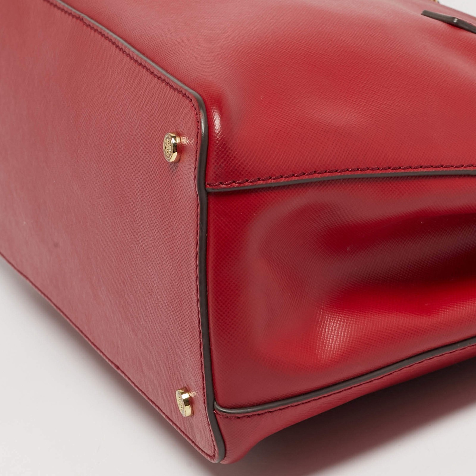 Tory Burch Robinson Double Zip Red Leather Tote