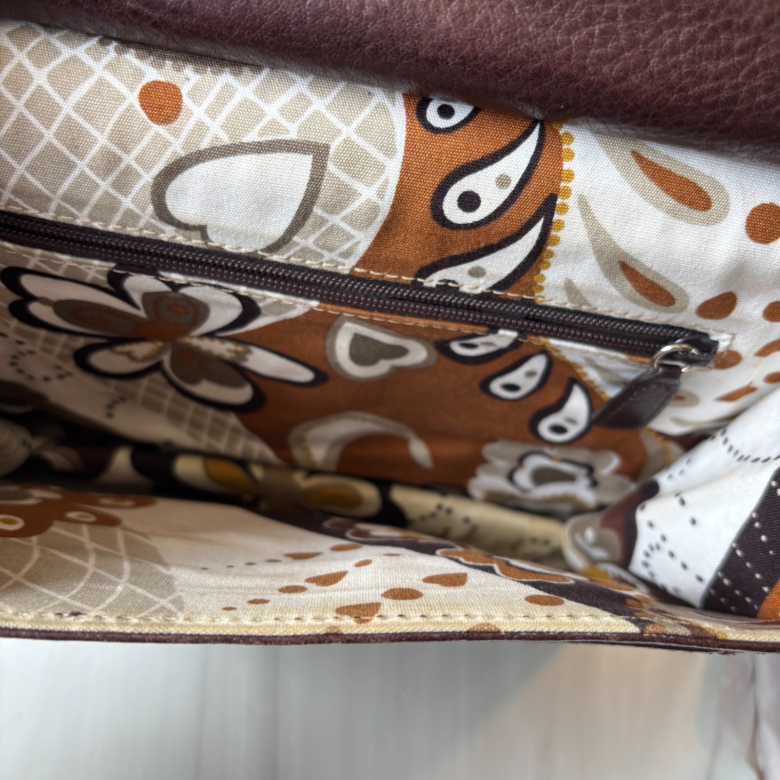 BRIGHTON Contempo City Brown Leather Crossbody Organizer Shoulder Bag Purse