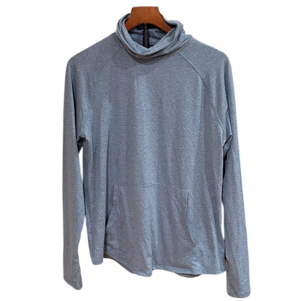 Eddie Bauer Blue Performance Active Funnel Neck Pullover Kangaroo Pocket Hike L
