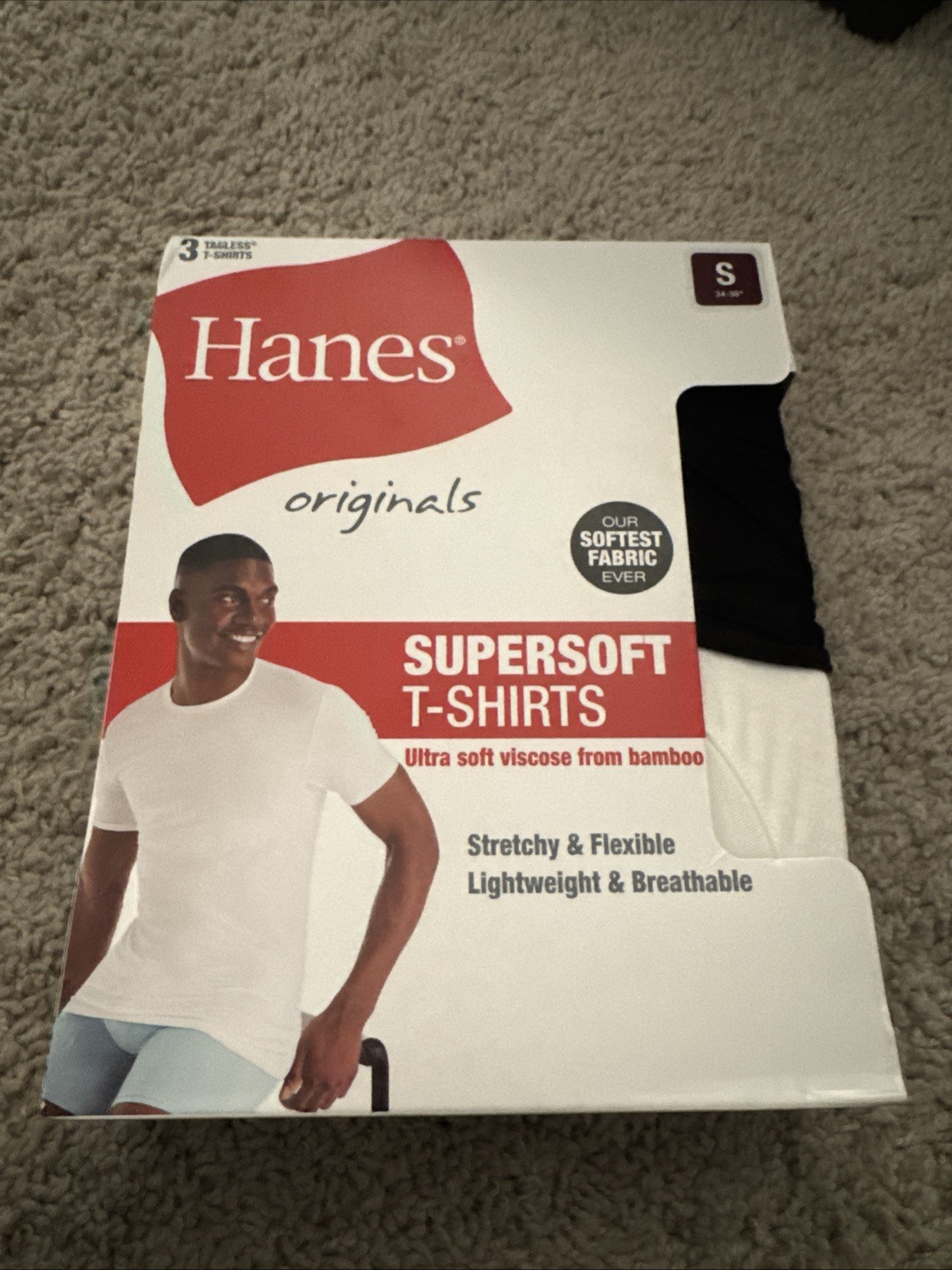 3 Men’s Hanes Suppersotf Crew Neck T-Shirts Size Small Undershirts
