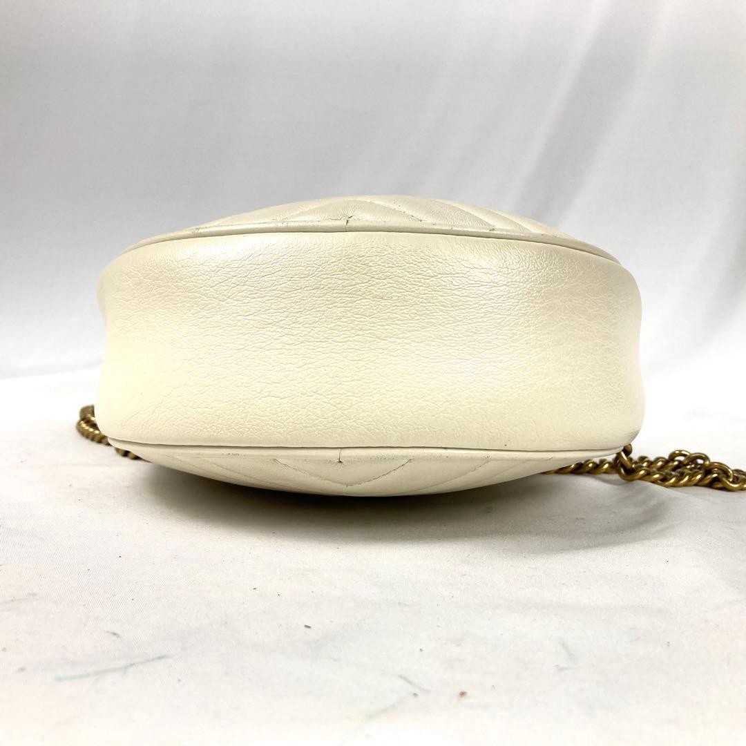 GUCCI GG Marmont chain Bag White Leather 550154 Authentic Ship Japan Shoulder