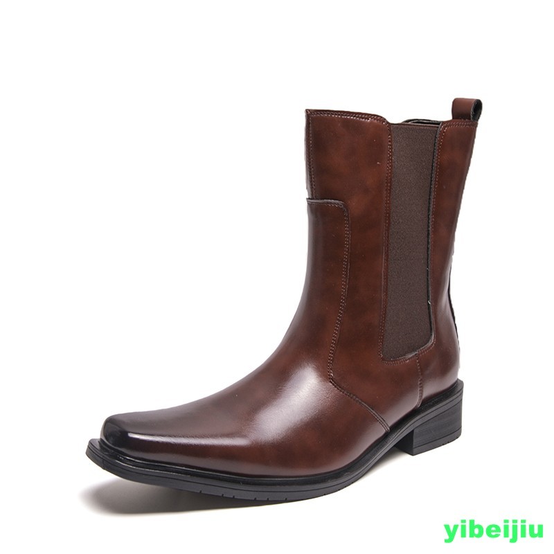 Men’s Western Gladiator Chelsea Ankle Boots Leather Shoes Square Toe Brogues New