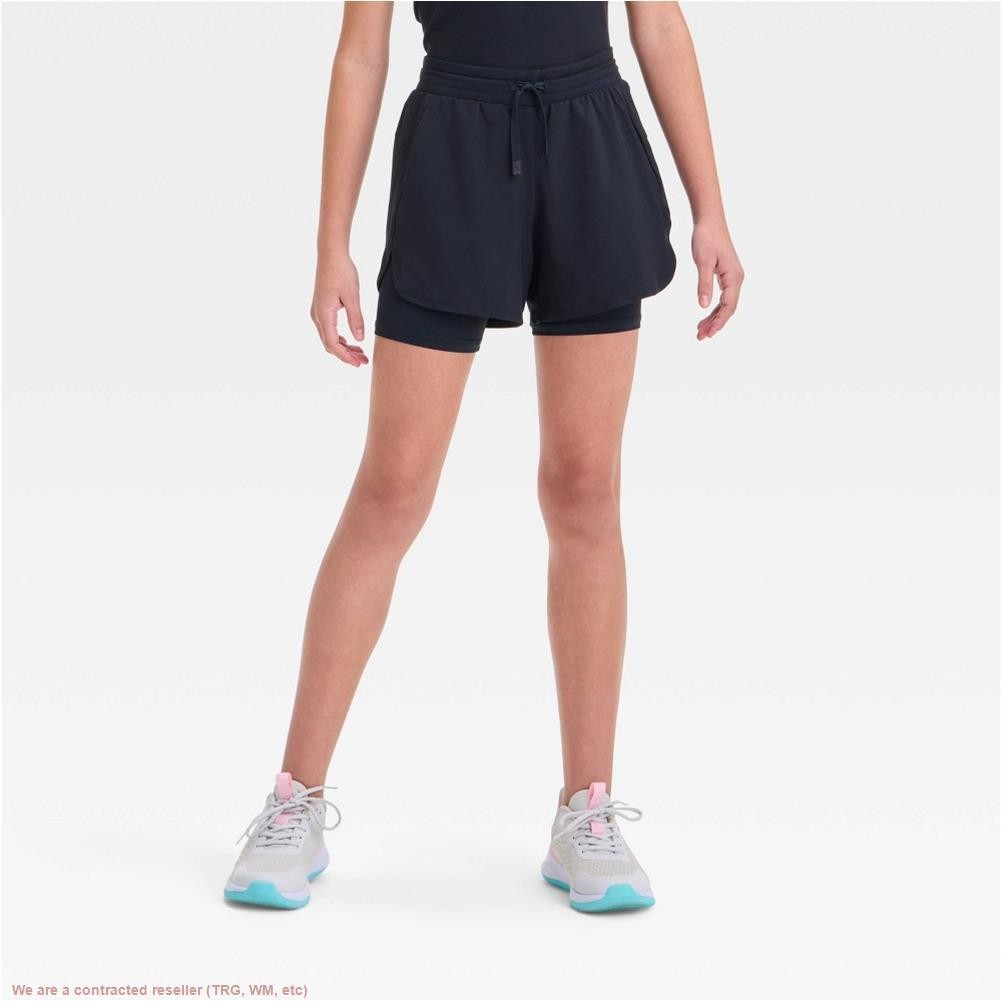 Girls’ Active Light 2-In-1 Run Shorts – All In Motion Black L *SEE DEAL!!!*