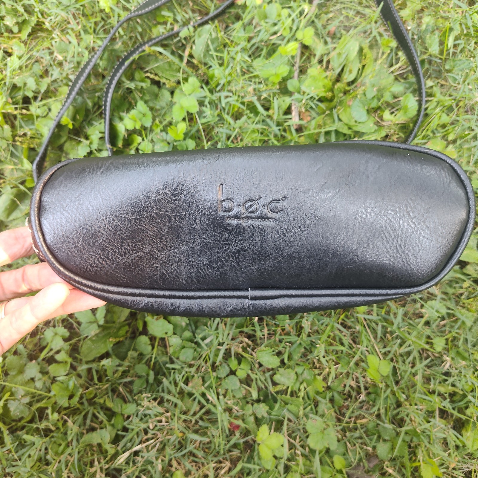 B.O.C. Black Crossbody Bag Zip/Snap Closure Buckle Accent Pockets