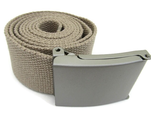 Unisex High Quality Cotton Plain Webbing Canvas Belt Silver Buckle 38″ Size 16