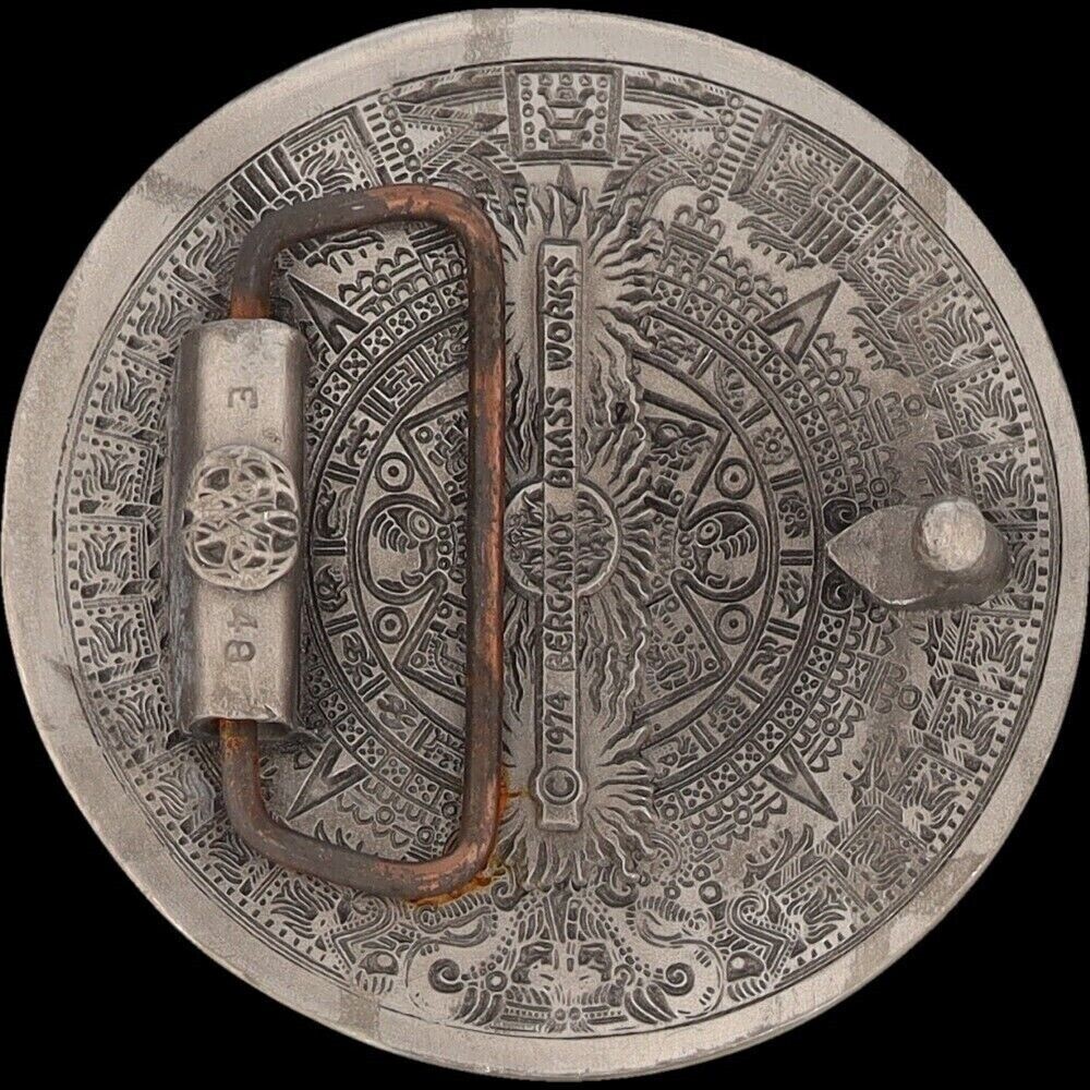 Mayan Aztec Mexican Mexico Sun God Warrior Face Hippie 1970s Vintage Belt Buckle