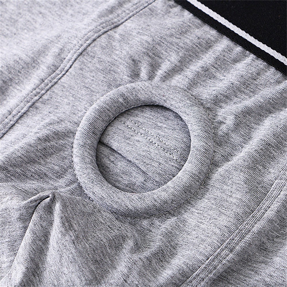 Comfortable Men’s Boxer Shorts with Cockring and Open Pouch Hole Design