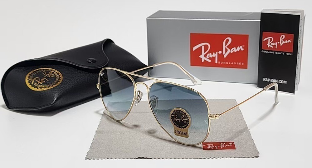 Ray-Ban RB3025 Aviator Sunglasses Gold Frame Blue Gradient Lens UV400