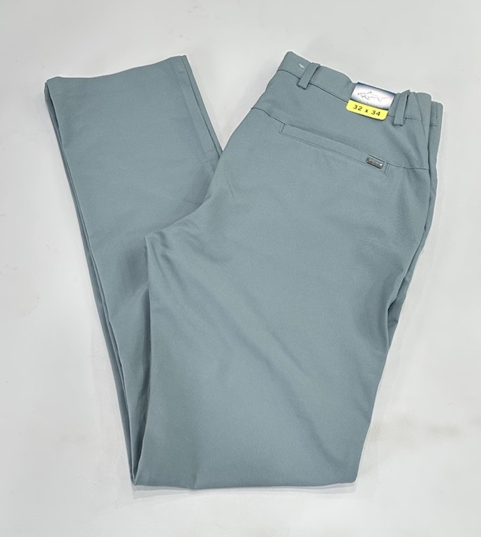 Greg Norman Men’s Performance Flex Waistband Snap Button Pants, Green, 32X34
