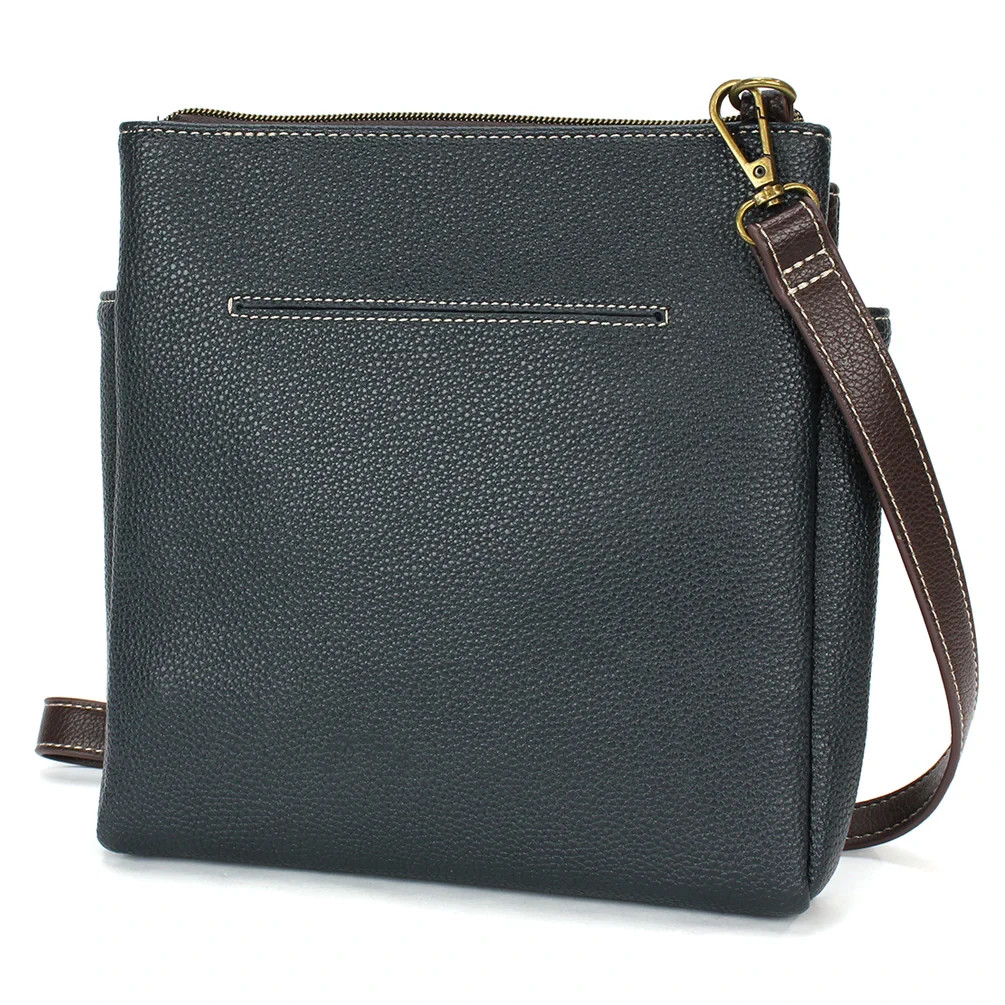 NEW CHALA NAVY BLUE BIG FOOT MERRY MESSENGER XBODY BAG PURSE FAUX LEATHER RFID