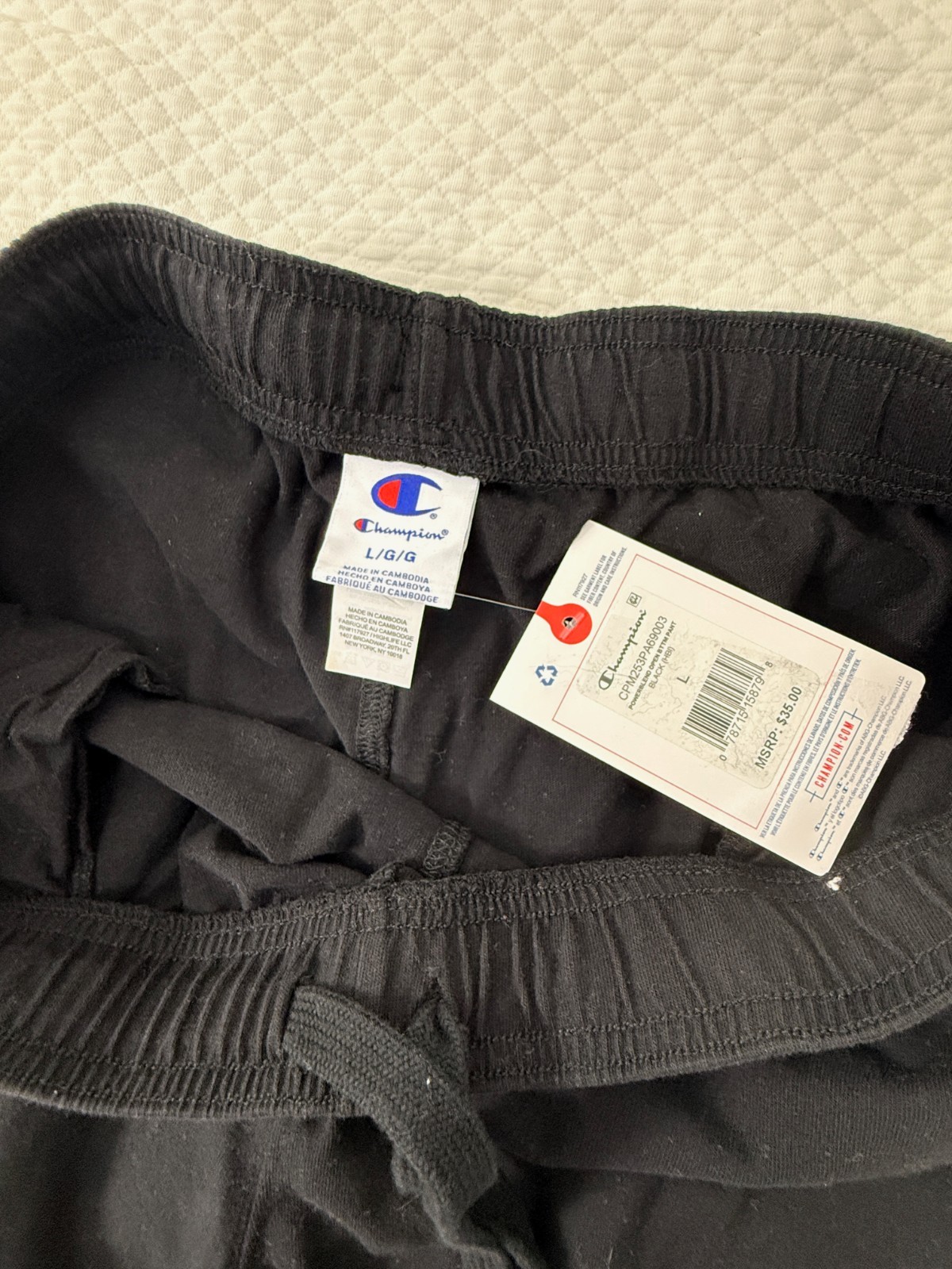 Champion Mens Powerblend Open Bottom Pant Black Size L Relaxed CPM253PA69003