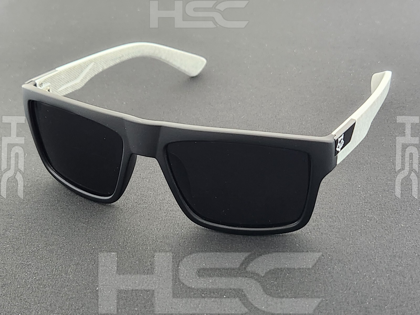 NEW Polarized Square Sunglasses Soft Matte Black Gray Arms Dark Smoke Lens