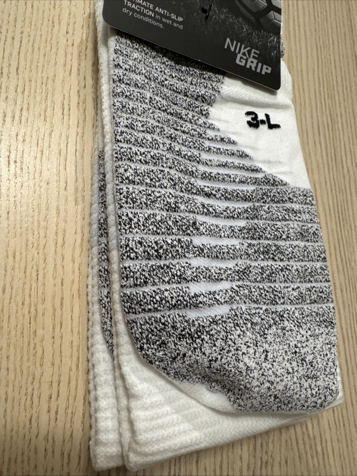Nike Grip Matchfit Soccer Socks Over-The-Calf White Grey 3-L NEW