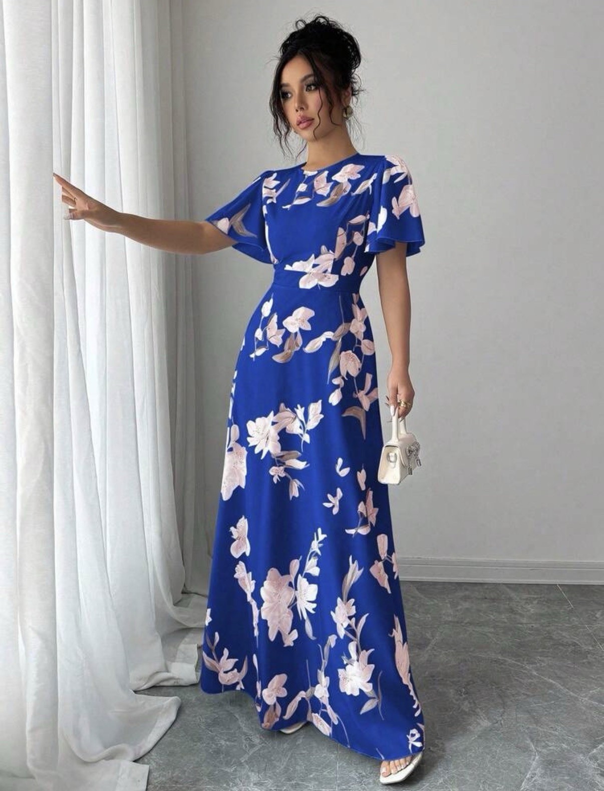 Brand New Floral Wedding Summer Holiday Elegant Maxi Dress Size 16