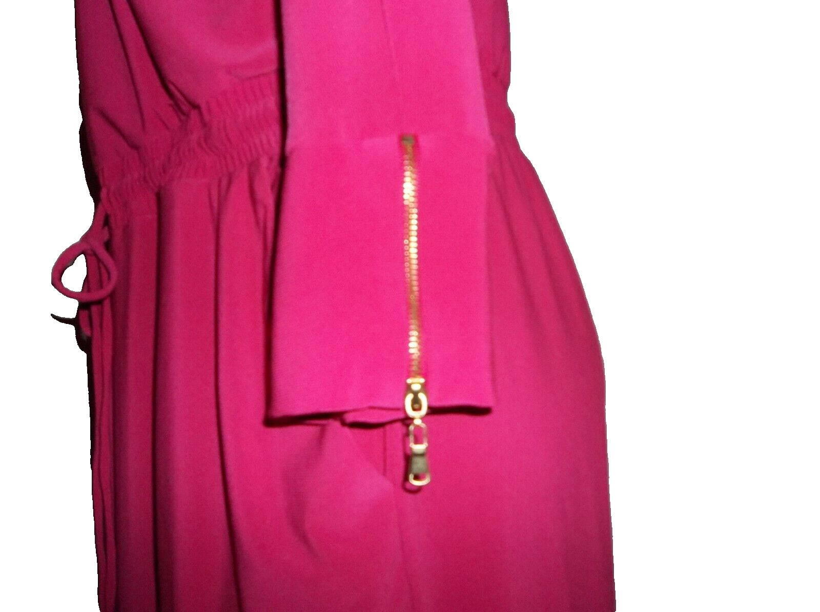 SOHO APPAREL LTD Deep Pink Career Dress Elastic Waist, Size Large, Poly/Spandex