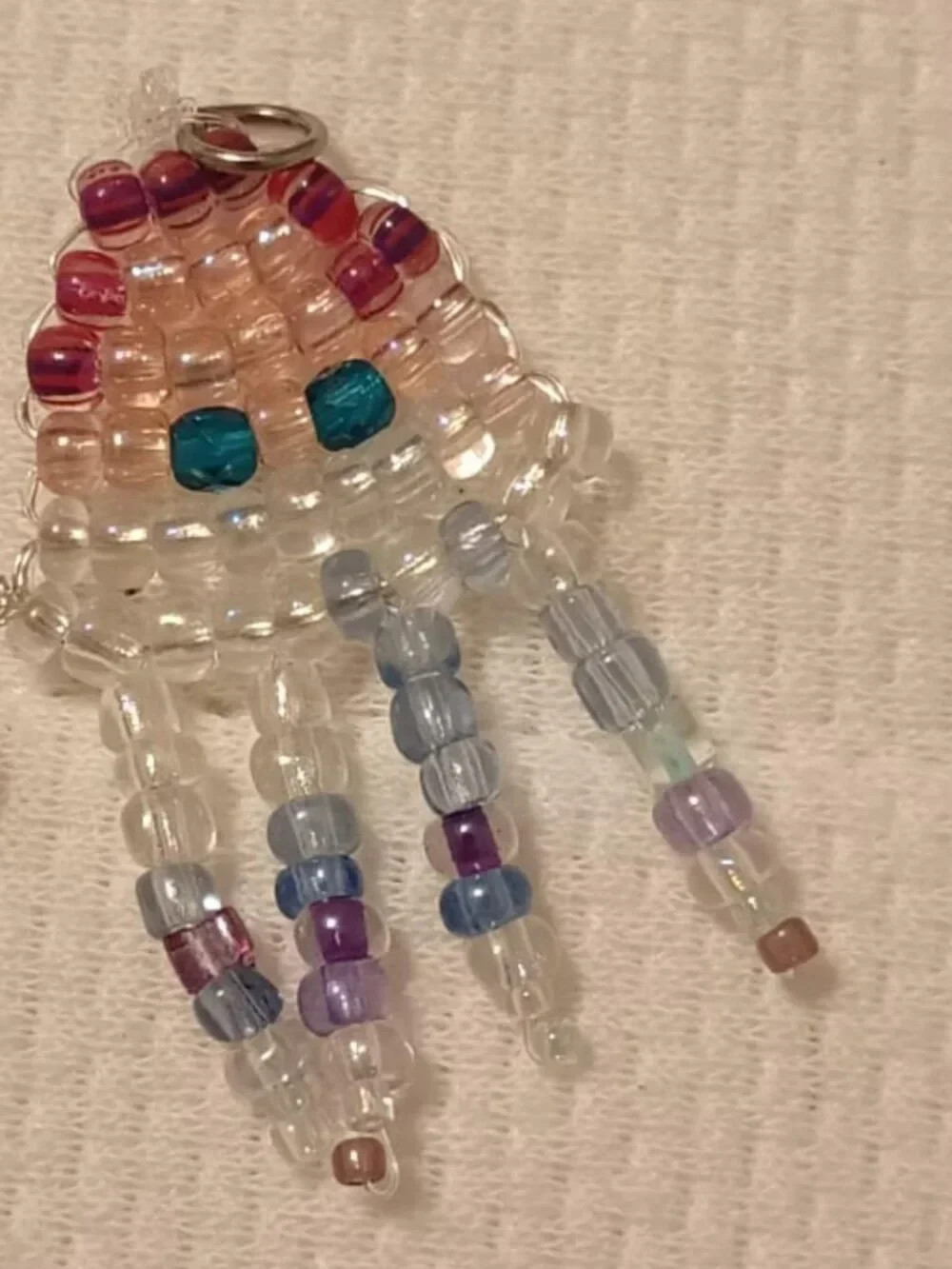 Handmade Beaded Keychain Charm Pendant Jellyfish Octo Kawaii Adorable Small Y2K