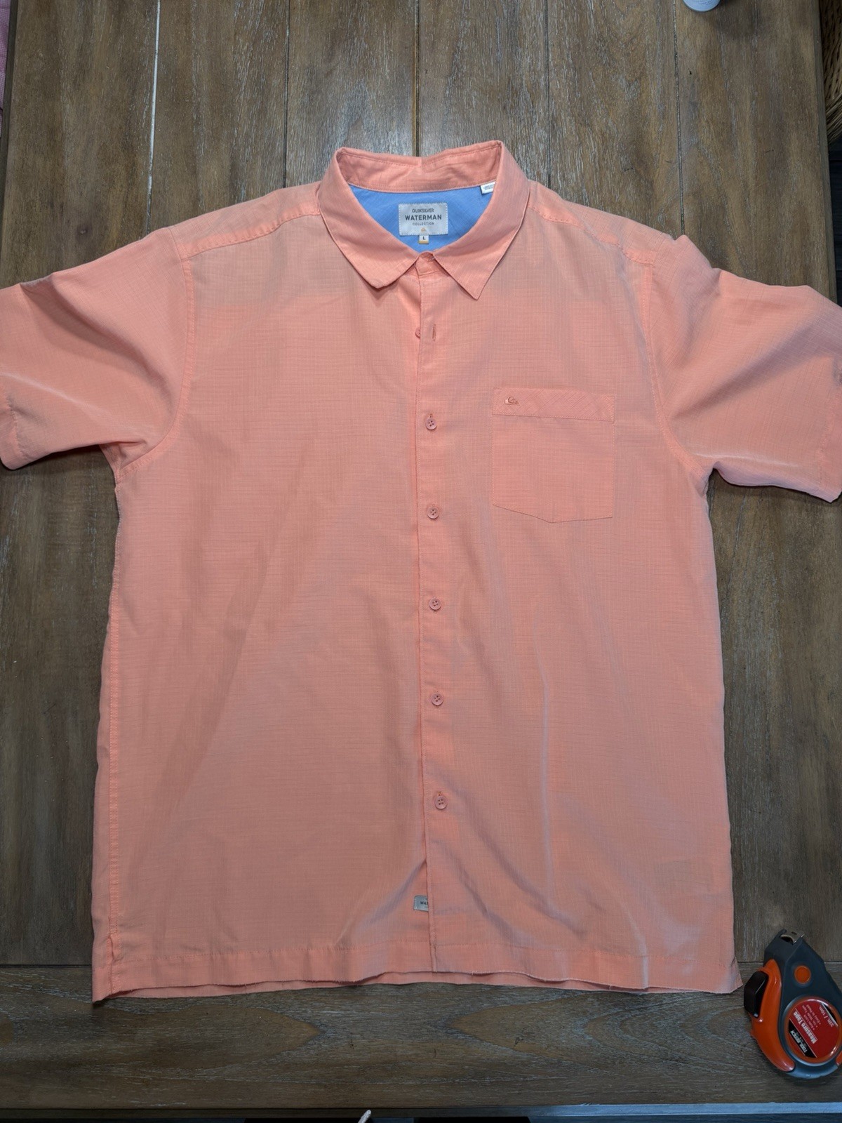 Quiksilver Waterman Comfort Fit Shirt Mens L Coral Modal Button Front Fishing!