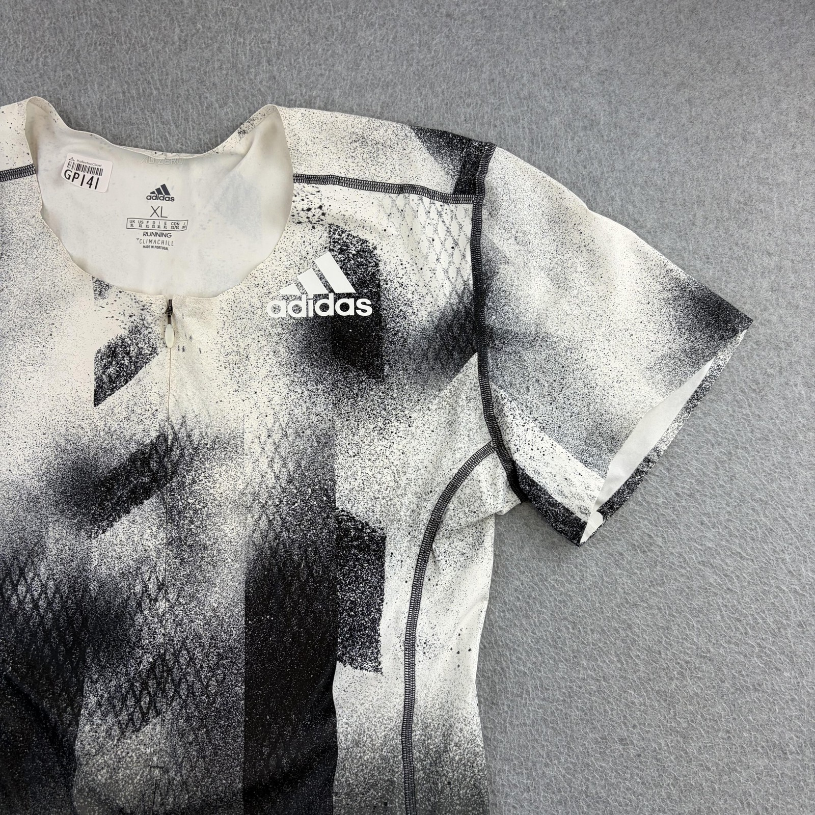 Adidas Running Tracksuit Mens XL Gray Climachill One Piece Short Sleeve Athletic