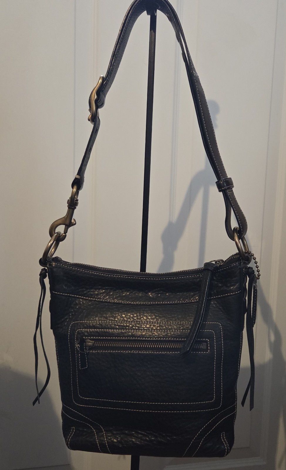 Coach Vintage Slim Bleeker Duffle, Shoulder/Cross, Black Pebbled, #10398, 2006