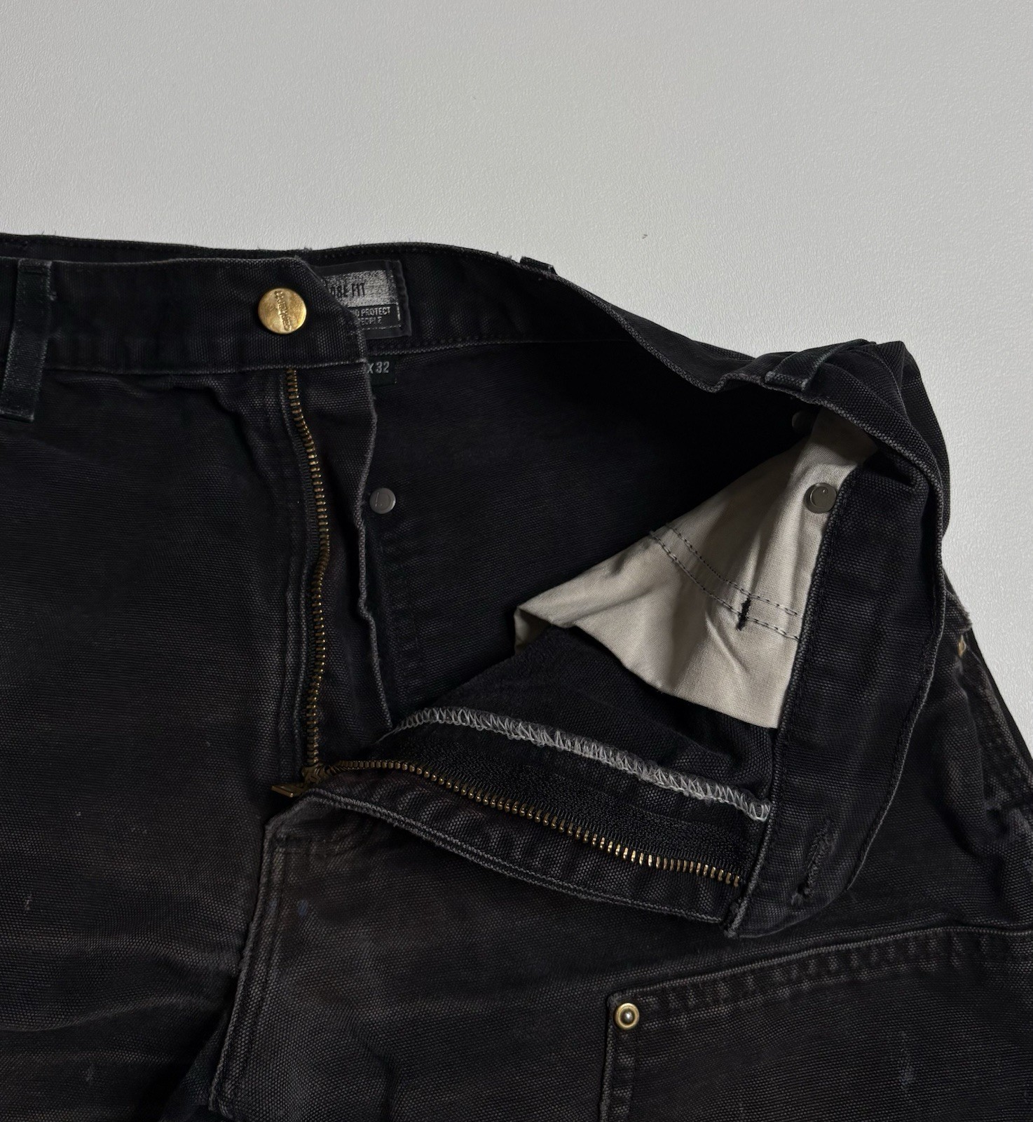 Carhartt Double Knee Duck Canvas Carpenter Pants Made In USA B01-BLK 30 x 30*