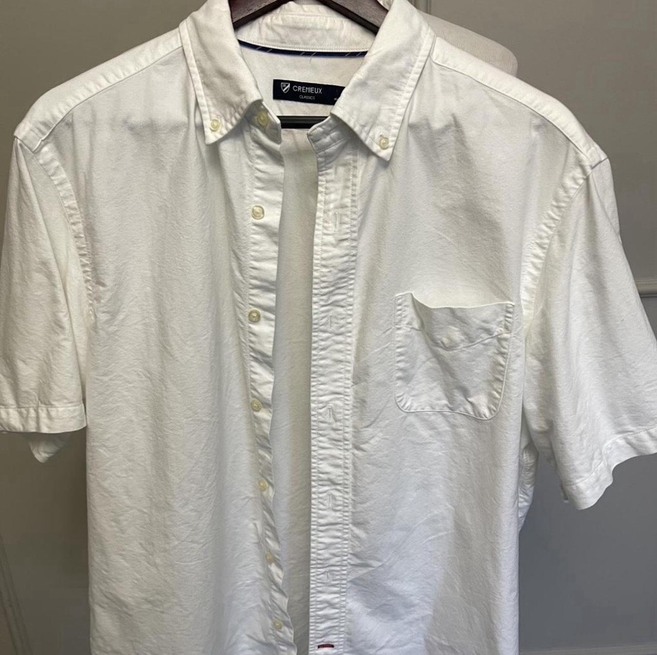 Cremieux Classics Men’s L White Short Sleeve Button Down Shirt Cotton Preppy