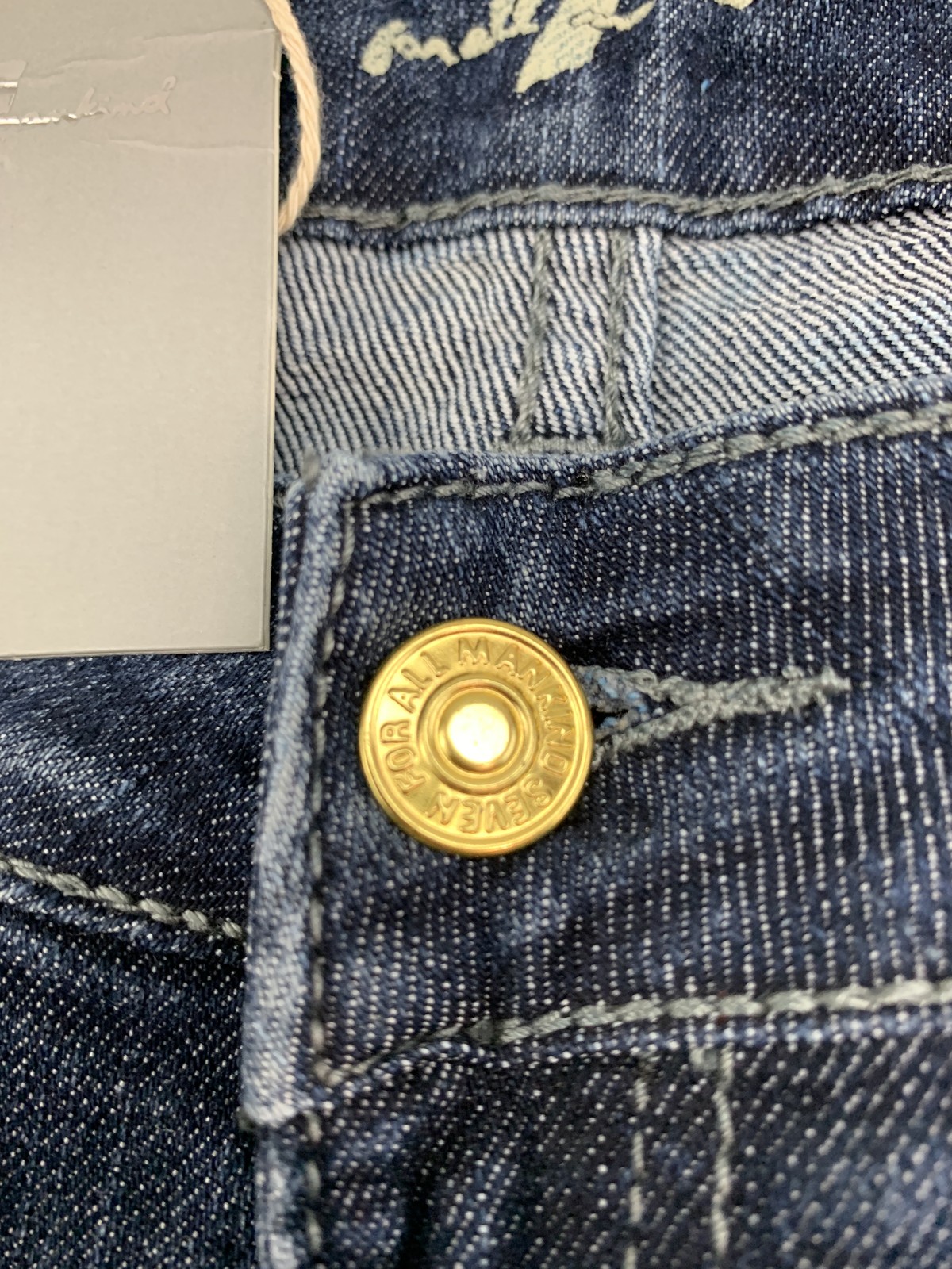 7 For All Mankind Jeans Womens 30 Flare Leg Blue A Pocket Studded Stretch USA