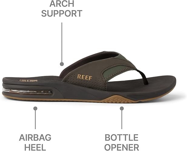 Man Reef Fanning Arch Support Flip Flop Sandal RF2026 Brown/Gum Brand New