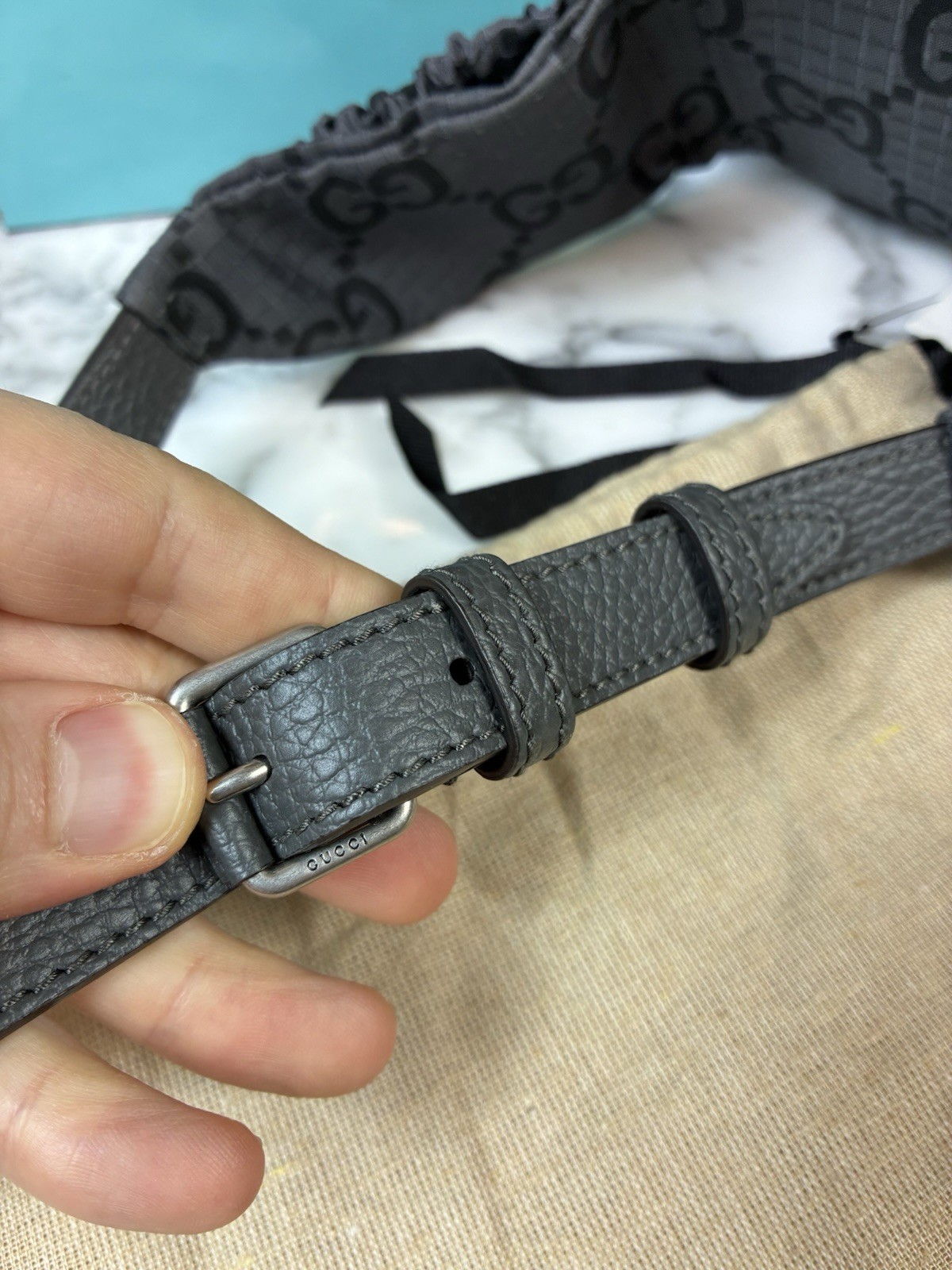 Gucci GG Ripstop Gray & Black Unisex Fabric Belt Bag Size 80cm – NWT Authentic