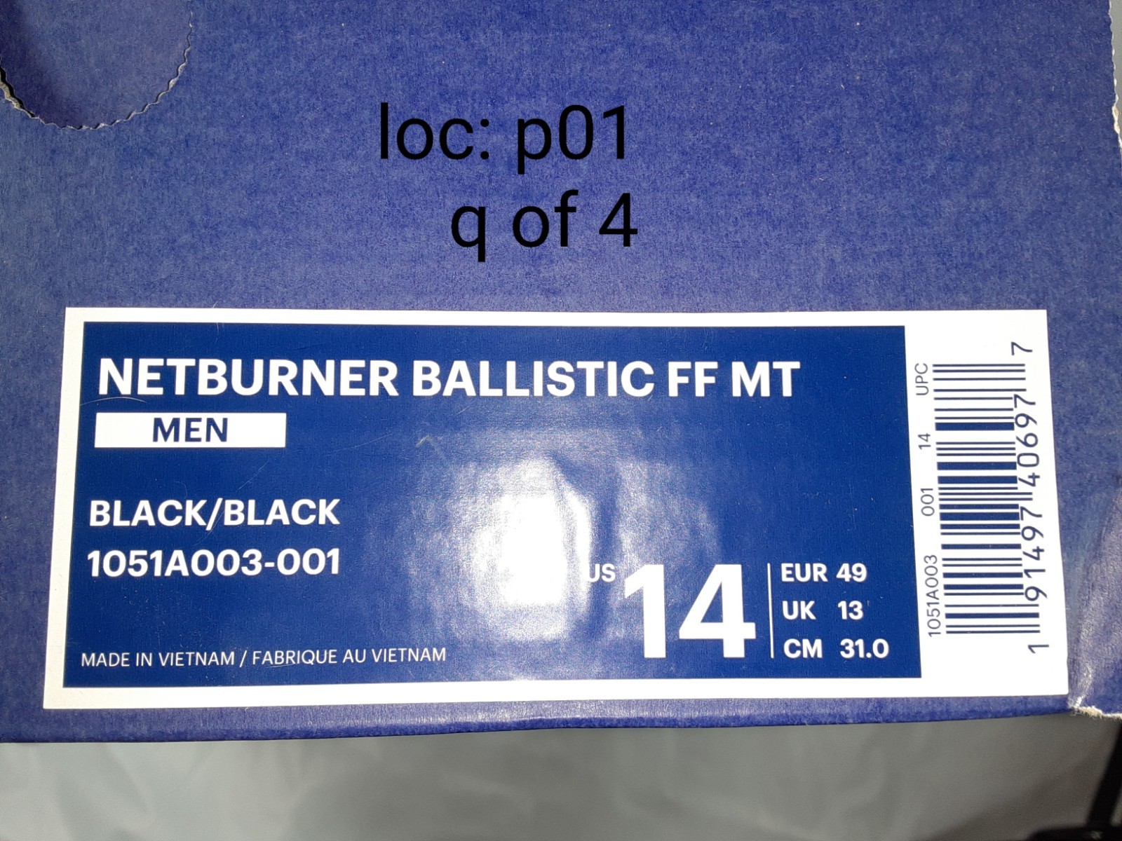 Asics Netburner Ballistic FF MT 1051A003-001 Mens 14 Black Mesh Volleyball Shoes