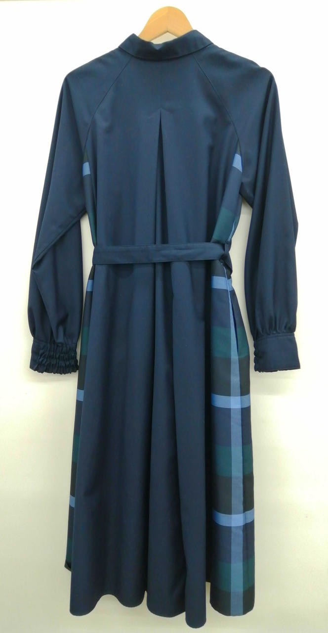 Blue Label Crestbridge Navy Twill Shirt Dress 38 Polyester Rayon Summer Cool