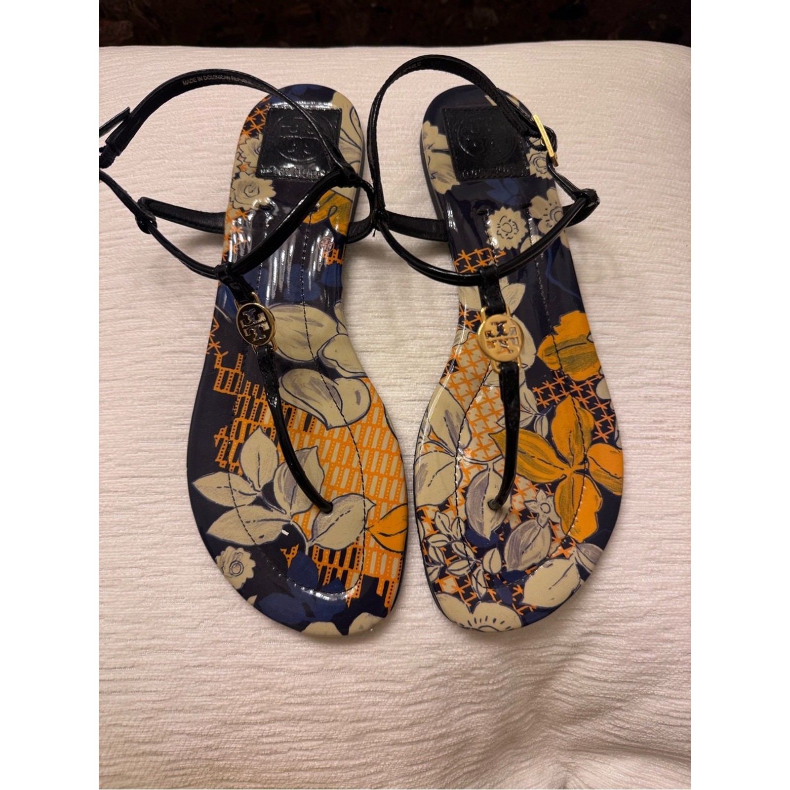 Limited edition Tory Burch Printed Miller-Style T-Strap Sandals