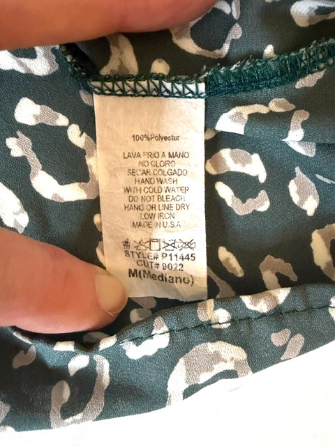 Jodifl Leopard Print Blouse Size Medium Green/Grey/Beige #0006