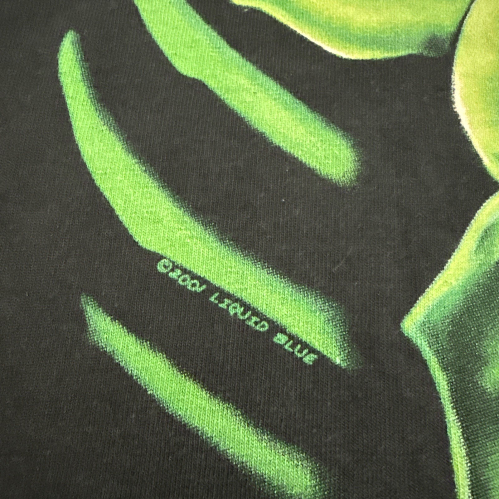Liquid Blue All Over Green Skull Print Shirt 4XL Vintage 2001 Juicy J Authentic