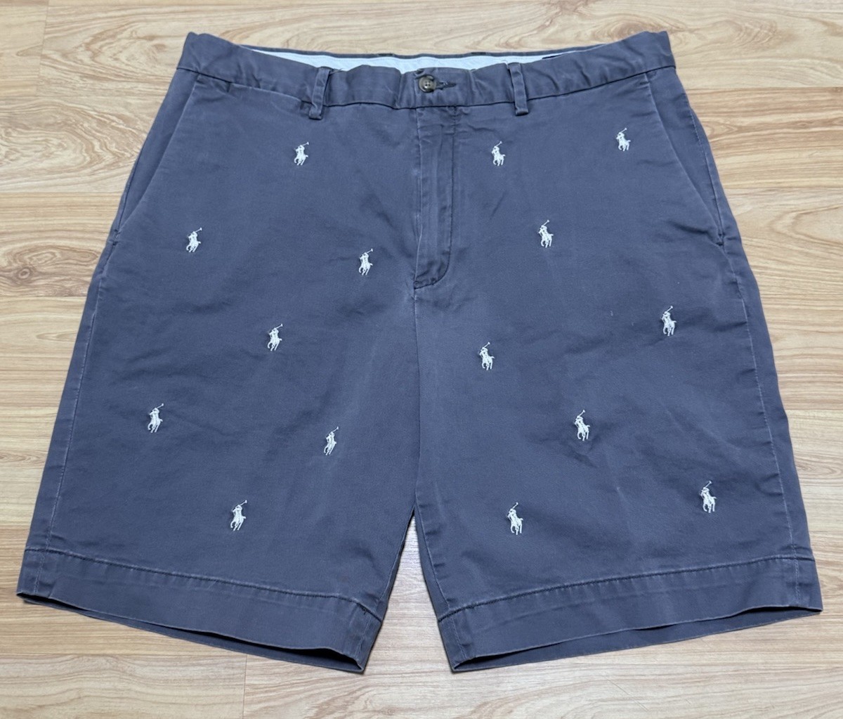 POLO RALPH LAUREN EMBROIDERED PONY LOGO ZIPPER FLY CHINO CASUAL SHORTS SZ 34