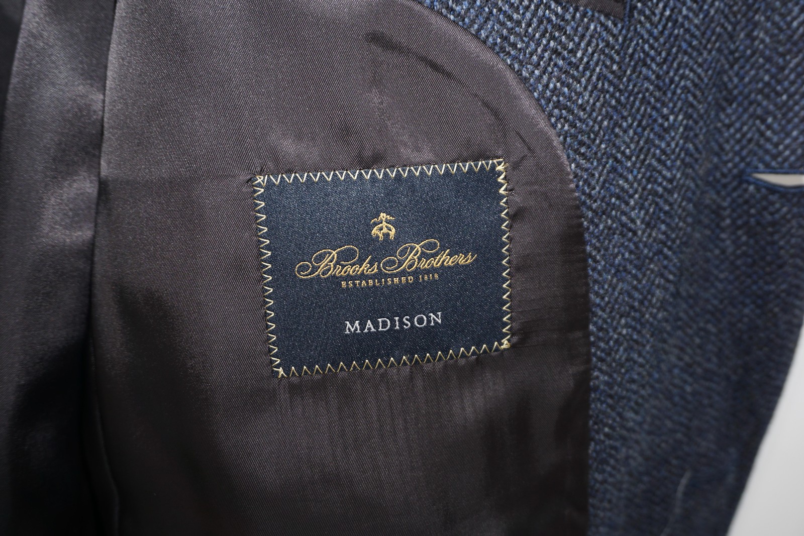 Brooks Brothers Madison Blue Herringbone Tweed Wool Sport Coat Men’s 44R