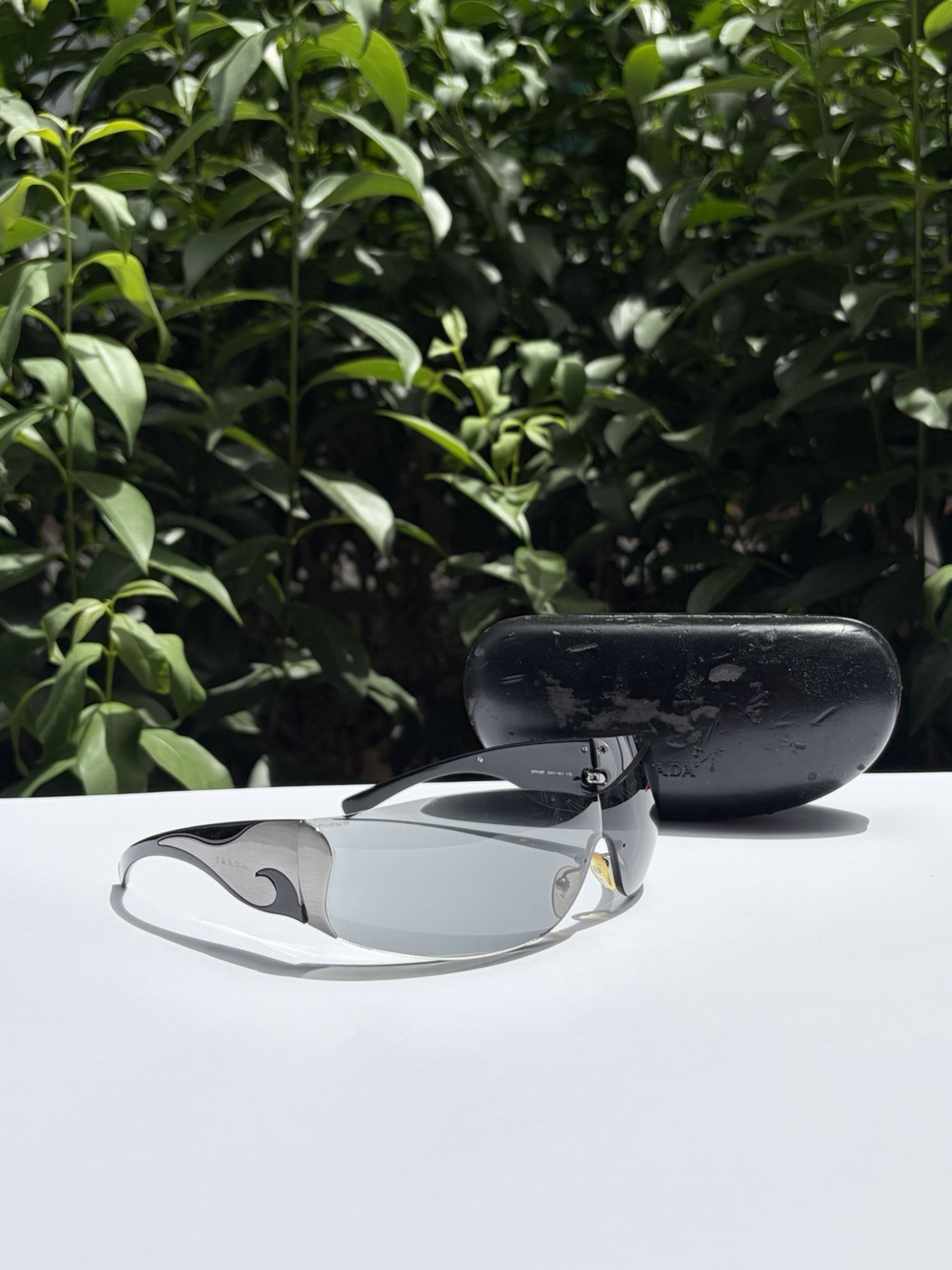 PRADA Sunglasses SPR 58F Flame Star Wrap Star Rimless Luna Rossa Y2k