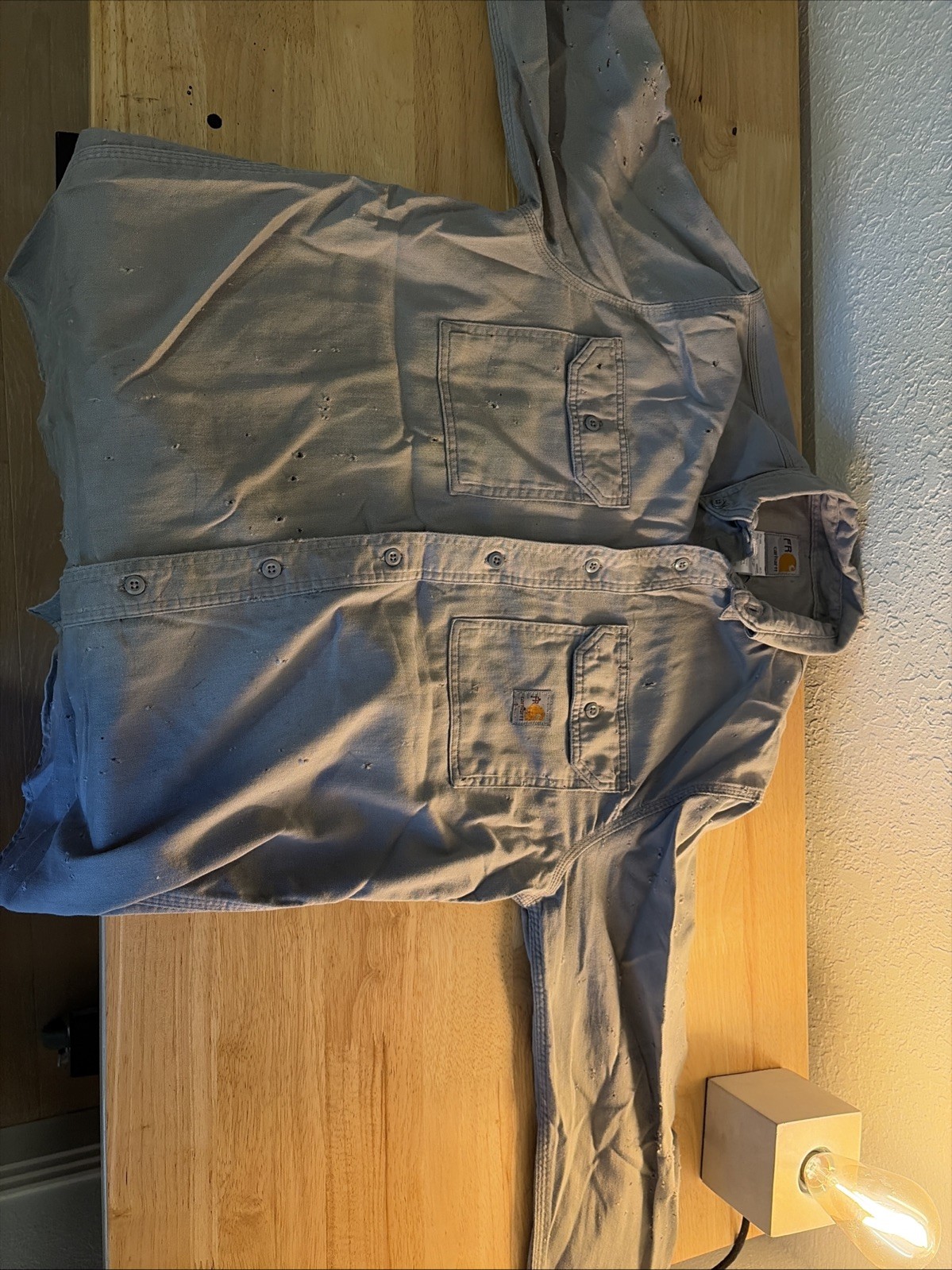 Carhartt FR Shirt Mens Medium Tall Gray Flame Resistant Long Sleeve Workwear