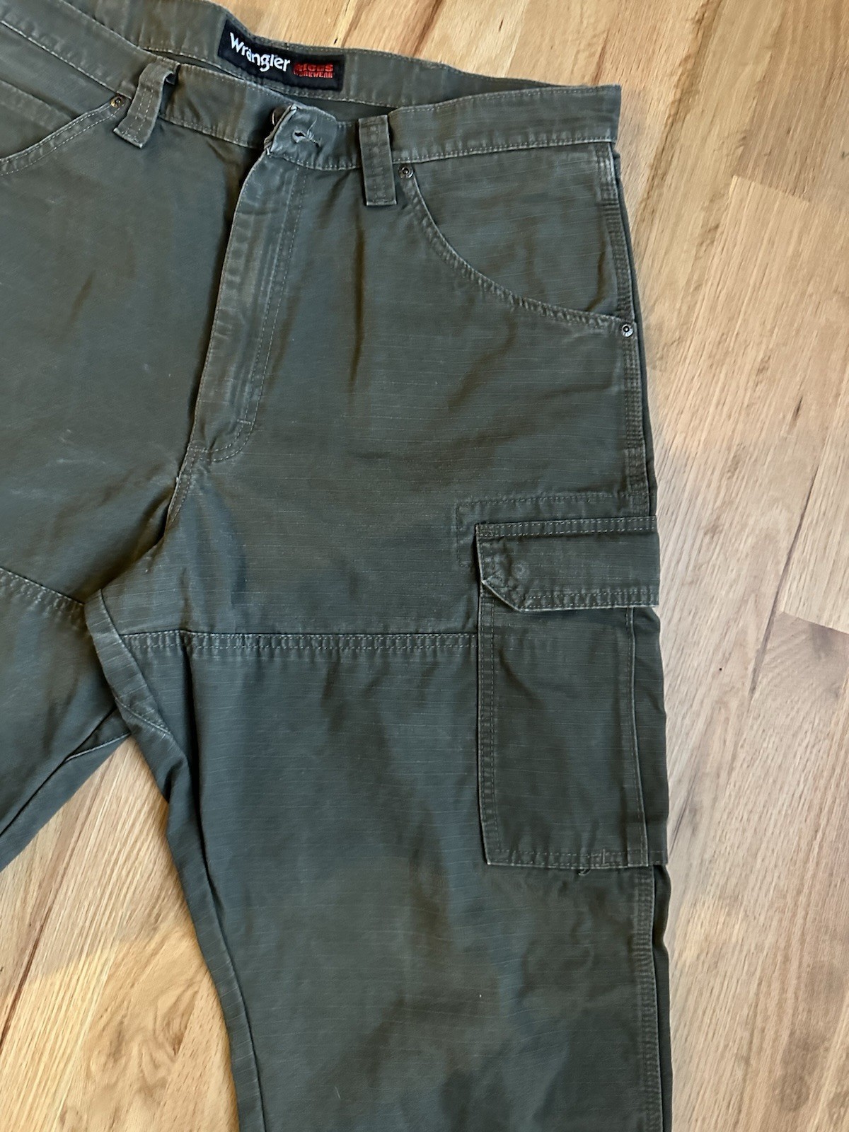 Wrangler Riggs Workwear Mens Ripstop Cargo Pants Olive Green 36×34 Work Utility