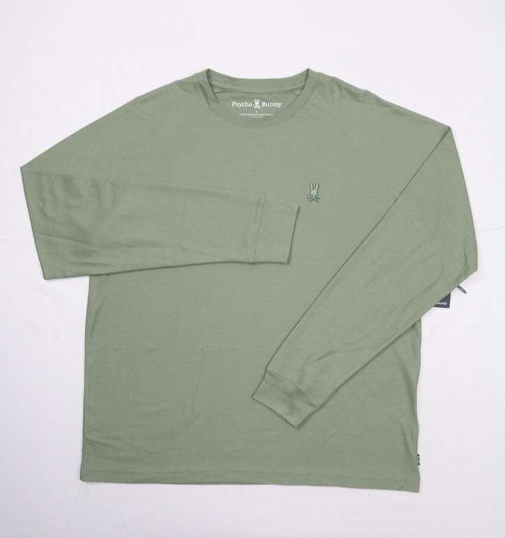 Psycho Bunny Men’s Long Sleeve Taylor Pique Tee Shirt 6-L Sea Spray Embroidery