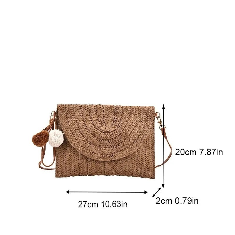 Straw Beach Shoulder Crossbody Bag Girls Handmade