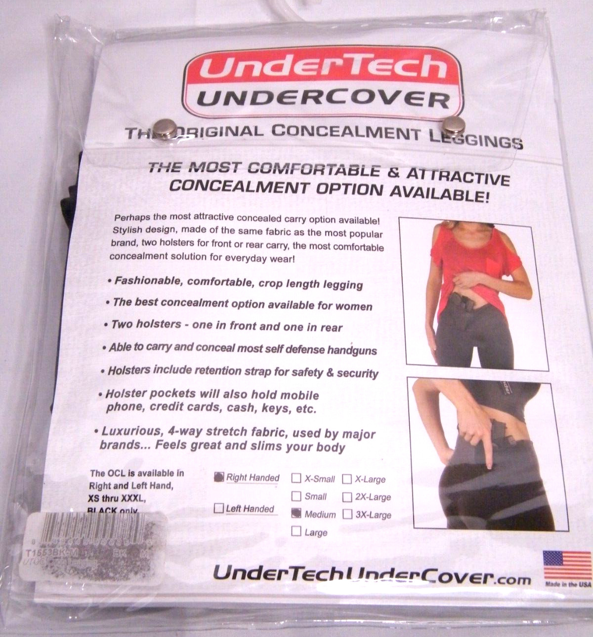 UNDERTECH UNDERCOVER CONCEALED CARRY LEGGINGS CROP LENGTH WOMEN’S Medium – RH