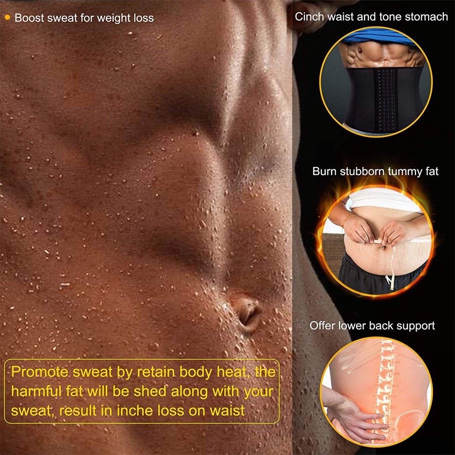 Men’s Sweat Sauna Belt Waist Trainer Body Shaper Compression Abdominal Workout