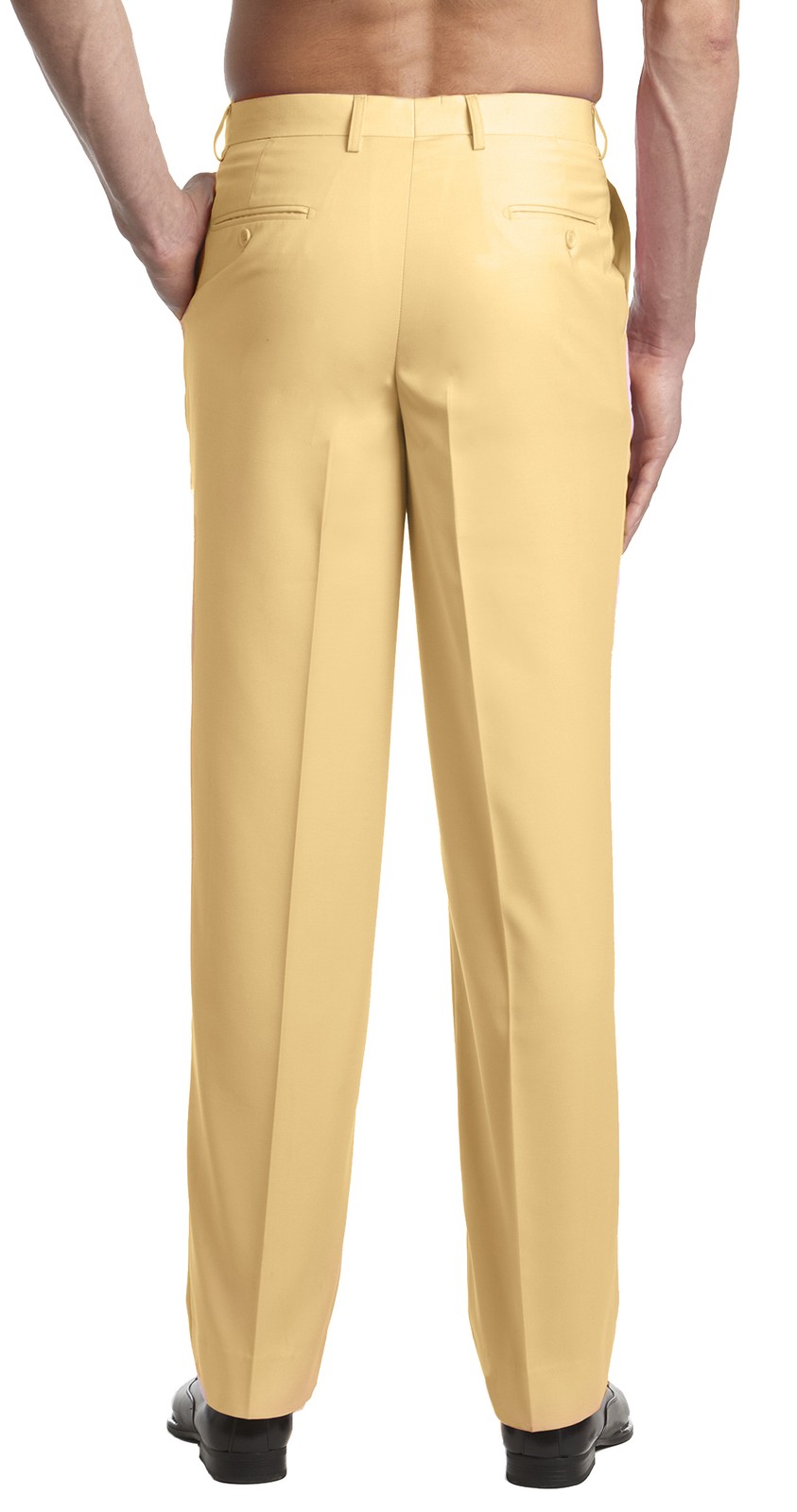 CONCITOR Men’s Dress Pants Trousers Flat Front Slacks Solid GOLD Color