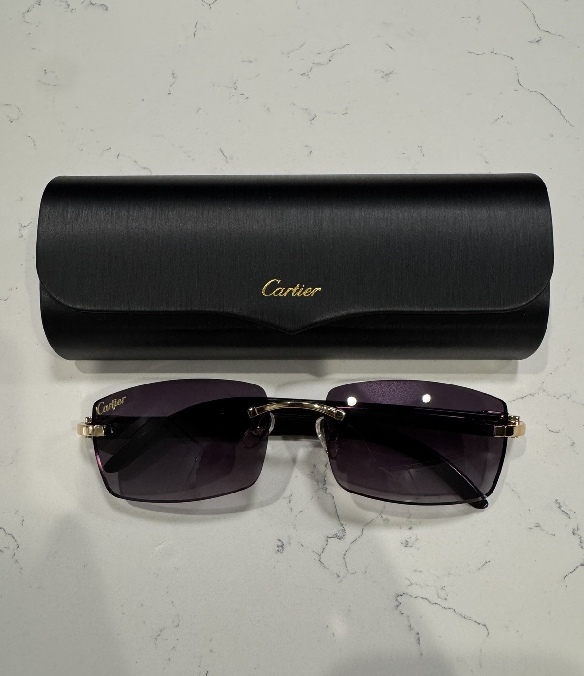 Cartier Big C Decor Buffalo Horn Glasses Sunglasses Buffs