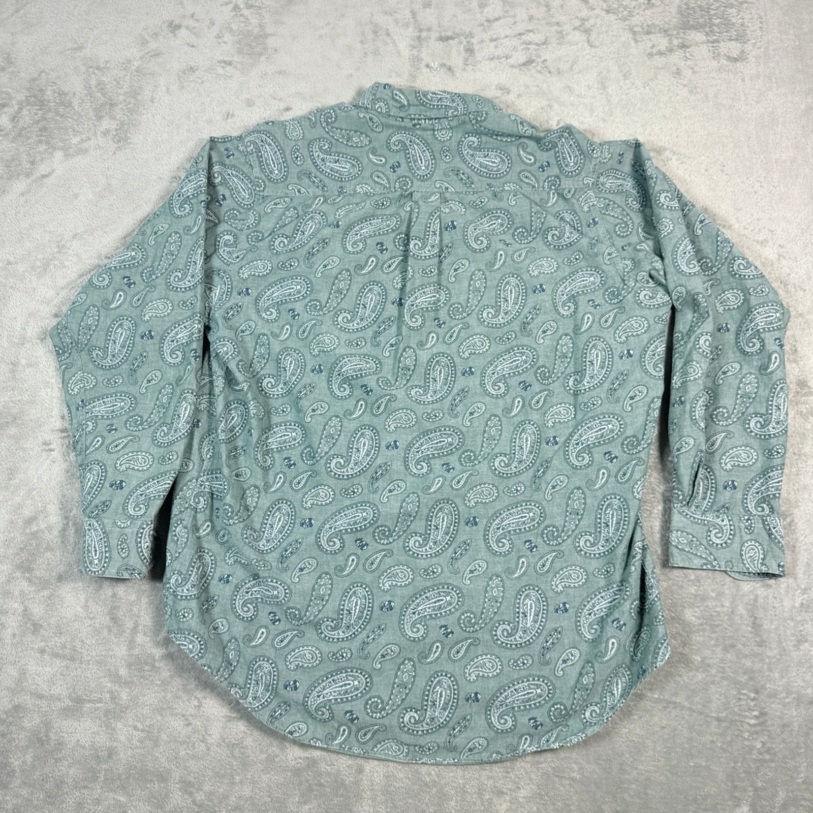 Chaps Ralph Lauren Mens L Button Down Shirt Teal Green Paisley Frontier Cotton