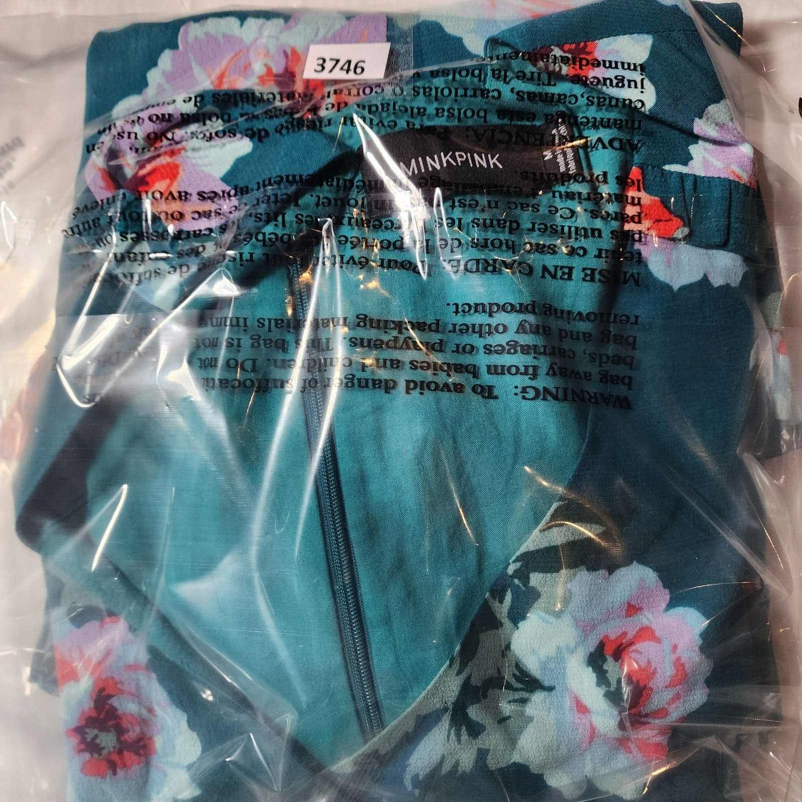 Minkpink Romper Womens Medium Green Pink Floral Short Long Sleeve Ruffles V Neck