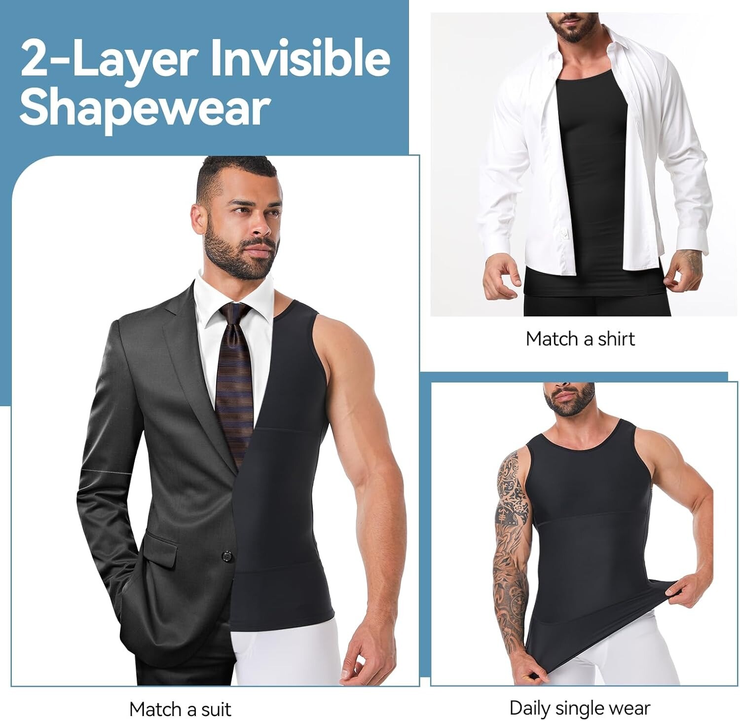 Mens Compression Slimming Undershirt Body Shaper Vest Workout Tank Top Shapewear