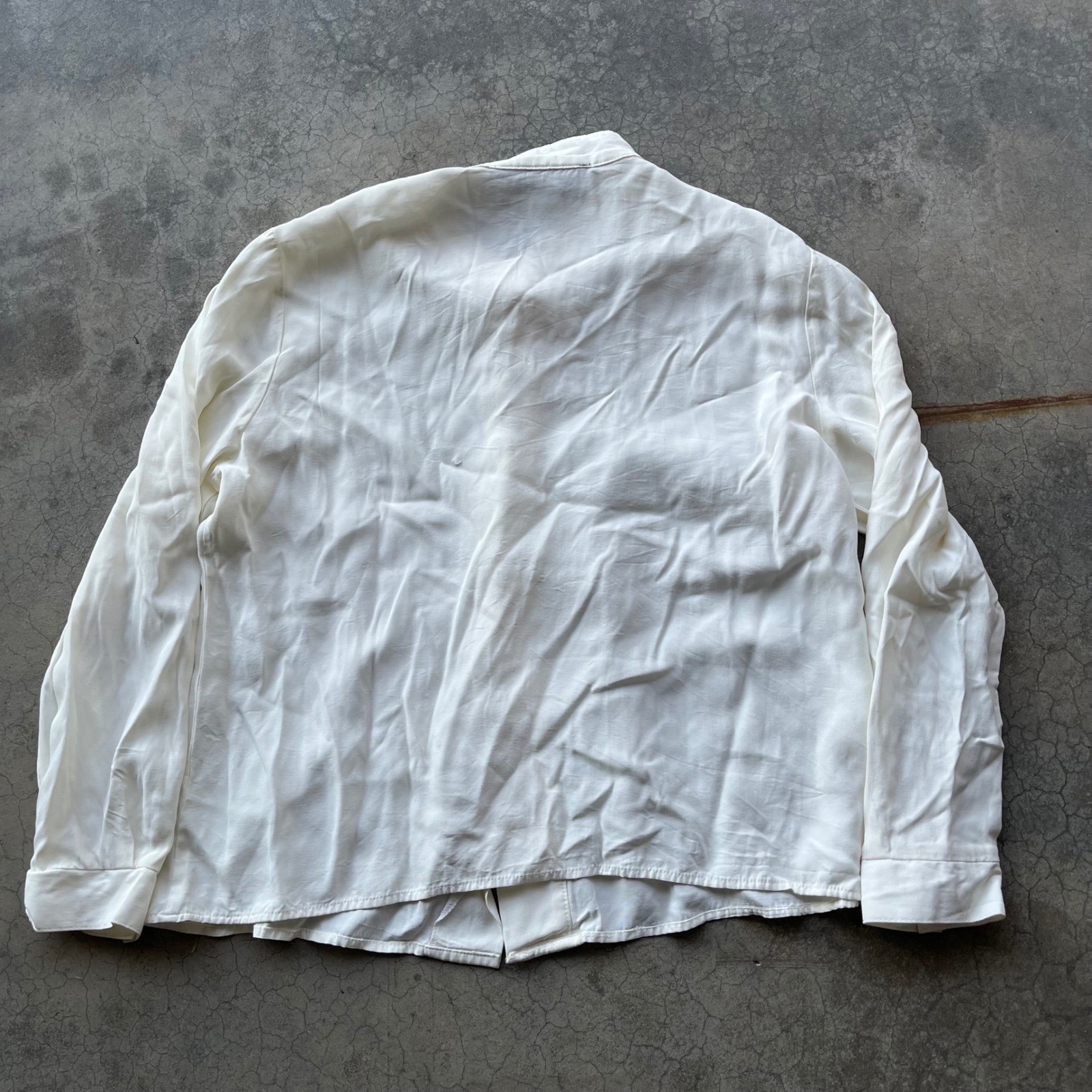 Norton McNaughton Petites Ivory White Embroidered Mandarin Collar Blouse Size 14