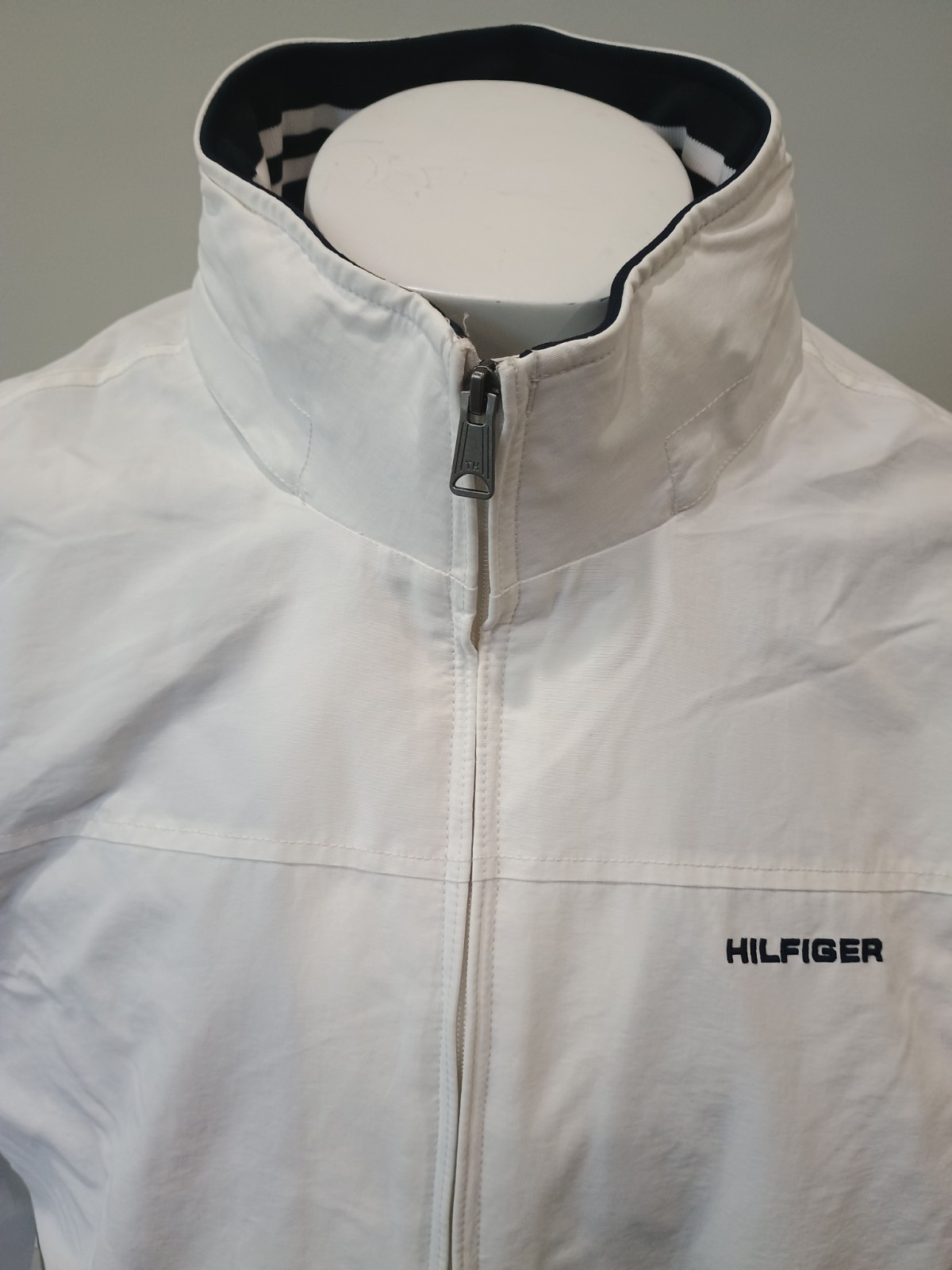 Tommy Hilfiger SZ XXL Men’s Full-Zip White Windbreaker Jacket Regatta with Hood